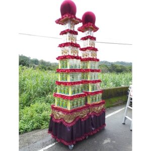 罐頭山-七層罐頭柱座罐頭塔7 層油醬食品柱 （一對）：圖片 1